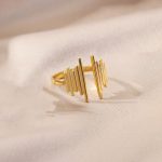 Gold Plated Anti Tarnish Stainless Steel Contemporary Adjustable Finger Ring - Image 2