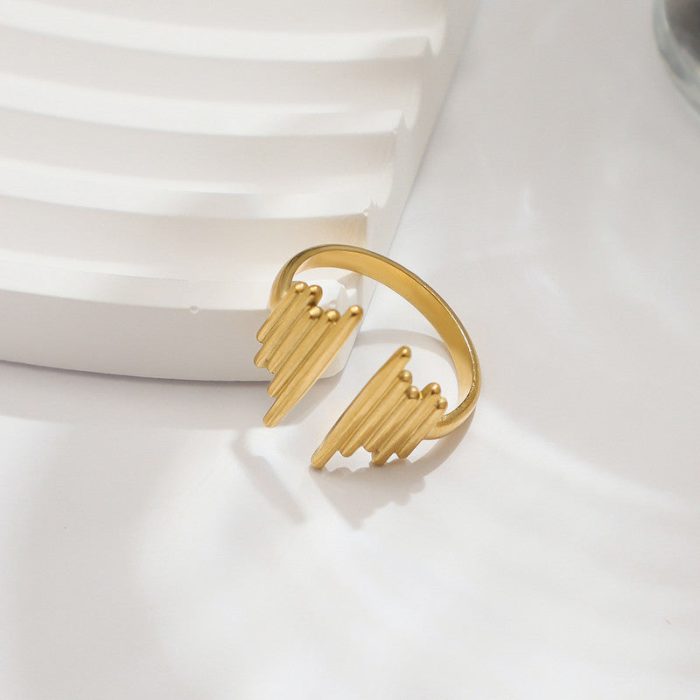 Gold Plated Anti Tarnish Stainless Steel Contemporary Adjustable Finger Ring - Image 5