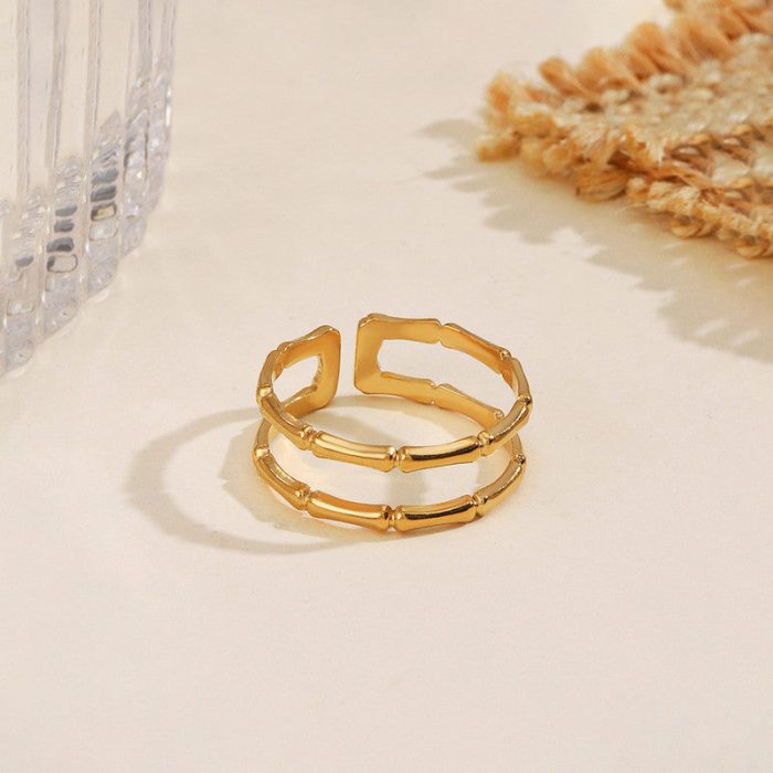 Gold Plated Anti Tarnish Stainless Steel Contemporary Adjustable Finger Ring - Image 3