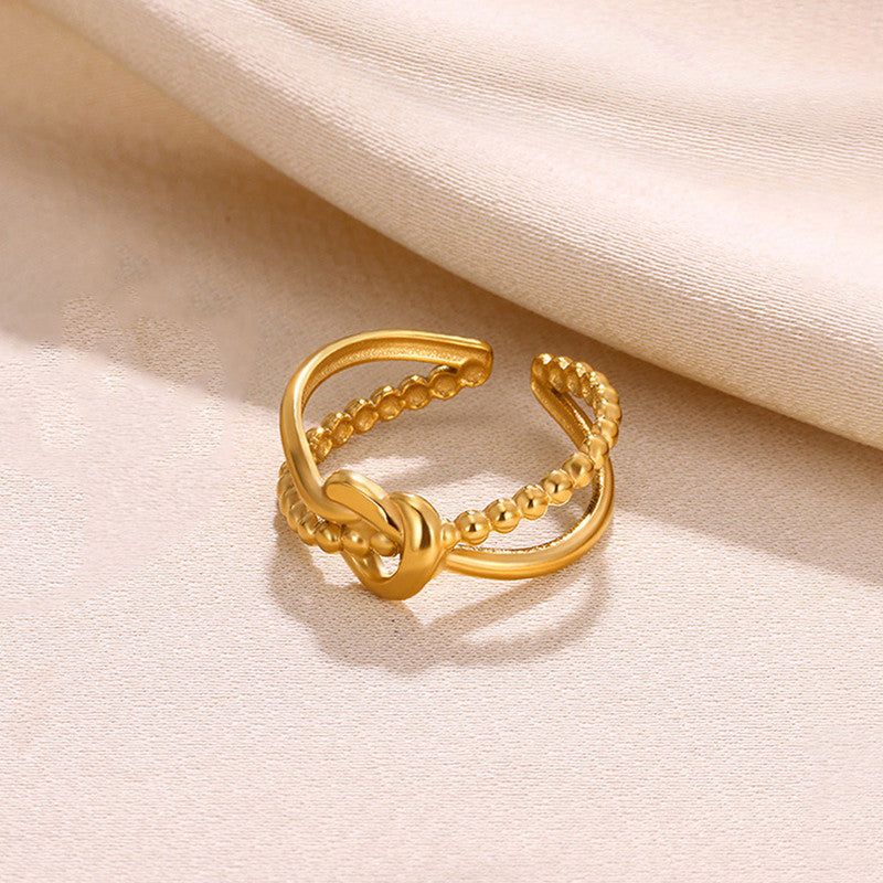Gold Plated Anti Tarnish Stainless Steel Contemporary Adjustable Finger Ring - Image 1