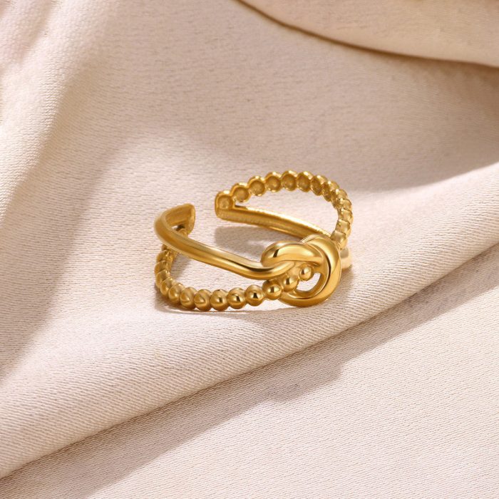 Gold Plated Anti Tarnish Stainless Steel Contemporary Adjustable Finger Ring - Image 3