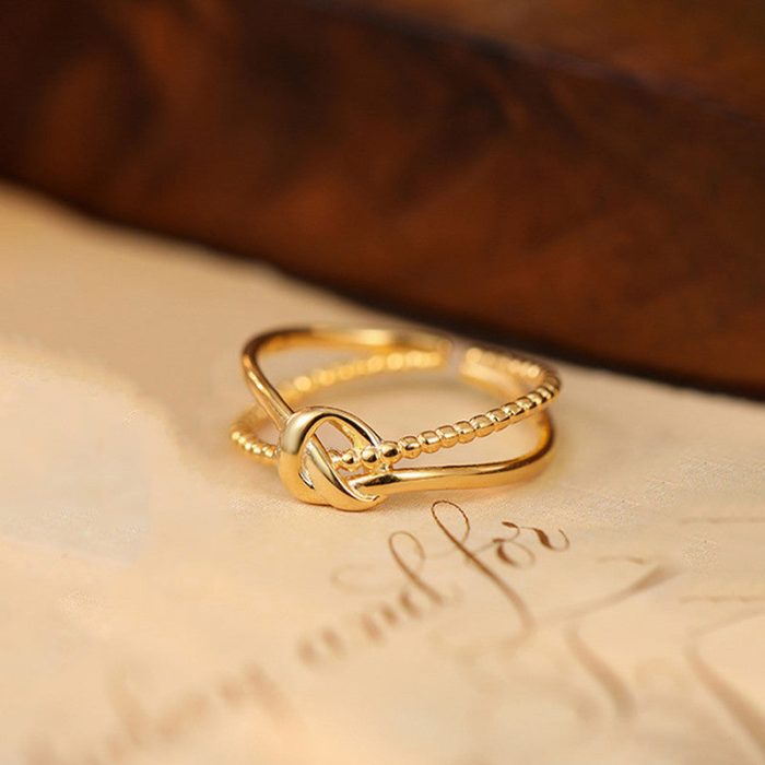 Gold Plated Anti Tarnish Stainless Steel Contemporary Adjustable Finger Ring - Image 5