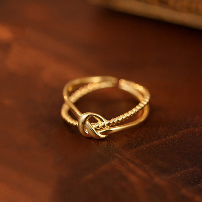 Gold Plated Anti Tarnish Stainless Steel Contemporary Adjustable Finger Ring - Image 6