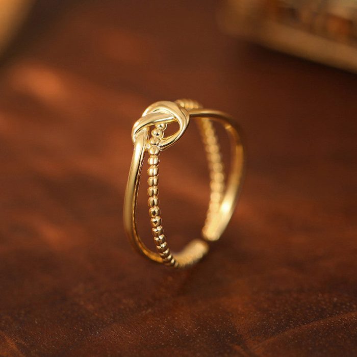 Gold Plated Anti Tarnish Stainless Steel Contemporary Adjustable Finger Ring - Image 8