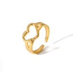 Gold Plated Anti Tarnish Stainless Steel Heart Themed Adjustable Finger Ring - Image 7