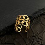 Gold Plated Anti Tarnish Stainless Steel Geometric Adjustable Finger Ring - Image 4
