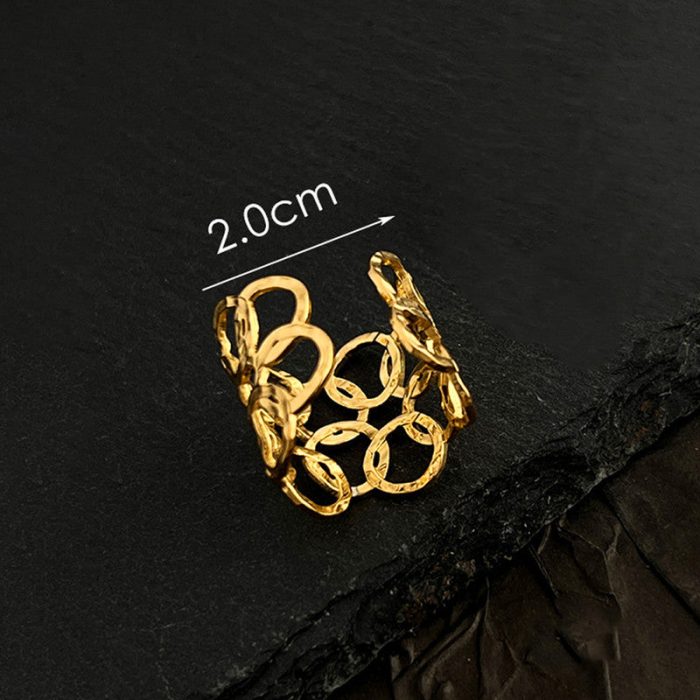 Gold Plated Anti Tarnish Stainless Steel Geometric Adjustable Finger Ring - Image 6