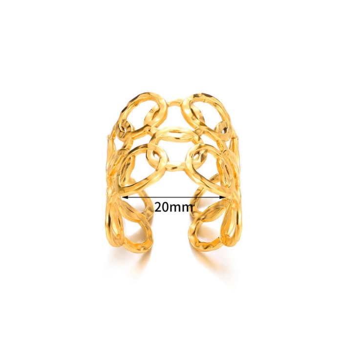 Gold Plated Anti Tarnish Stainless Steel Geometric Adjustable Finger Ring - Image 9