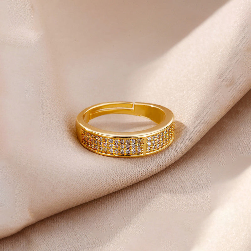 Gold Plated AD studded Adjustable Finger Ring - Image 1