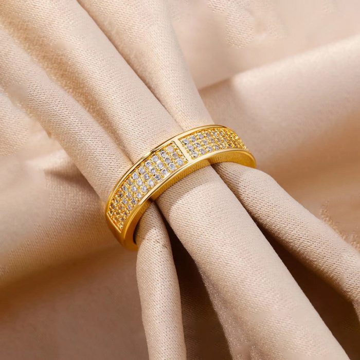 Gold Plated AD studded Adjustable Finger Ring - Image 3