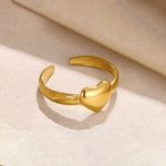 Gold Plated Anti Tarnish Stainless Steel Heart Themed Adjustable Finger Ring