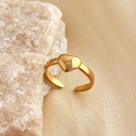 Gold Plated Anti Tarnish Stainless Steel Heart Themed Adjustable Finger Ring - Image 8
