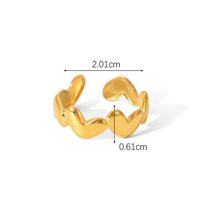 Gold Plated Anti Tarnish Stainless Steel Heart Themed Adjustable Finger Ring - Image 6