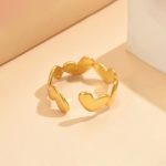 Gold Plated Anti Tarnish Stainless Steel Heart Themed Adjustable Finger Ring - Image 8