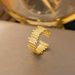 Gold Plated Anti Tarnish Stainless Steel Contemporary Adjustable Finger Ring