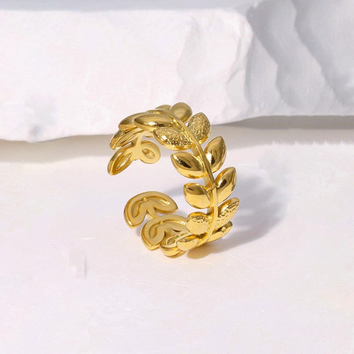 Gold Plated Anti Tarnish Stainless Steel Contemporary Adjustable Finger Ring - Image 9