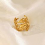Gold Plated Anti Tarnish Stainless Steel Contemporary Adjustable Finger Ring