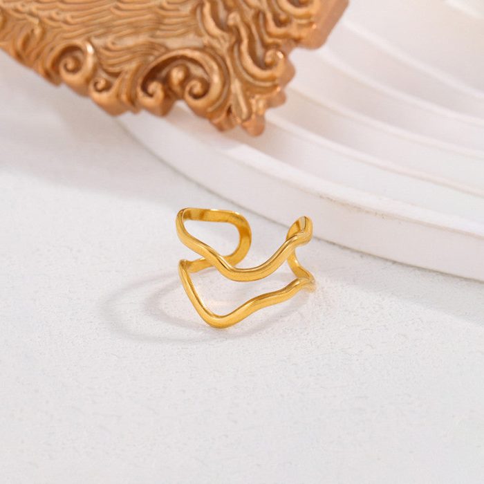 Gold Plated Anti Tarnish Stainless Steel Contemporary Adjustable Finger Ring - Image 3