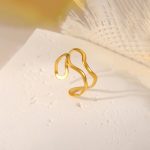 Gold Plated Anti Tarnish Stainless Steel Contemporary Adjustable Finger Ring - Image 5