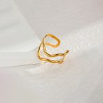 Gold Plated Anti Tarnish Stainless Steel Contemporary Adjustable Finger Ring - Image 6