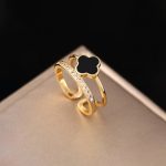 Gold Plated Anti Tarnish Stainless Steel Clover Themed Adjustable Finger Ring - Image 7