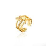 Gold Plated Anti Tarnish Stainless Steel Butterfly Themed Adjustable Finger Ring - Image 9