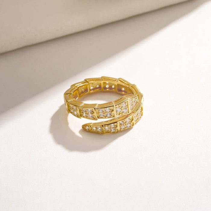 Gold Plated Anti Tarnish Stainless Steel Snake Themed Adjustable Finger Ring - Image 2