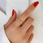Gold Plated Anti Tarnish Stainless Steel Clover Themed Adjustable Finger Ring - Image 4