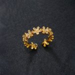 Gold Plated Anti Tarnish Stainless Steel Floral Themed Adjustable Finger Ring - Image 8