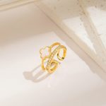 Gold Plated Anti Tarnish Stainless Steel Clover Themed Adjustable Finger Ring - Image 5