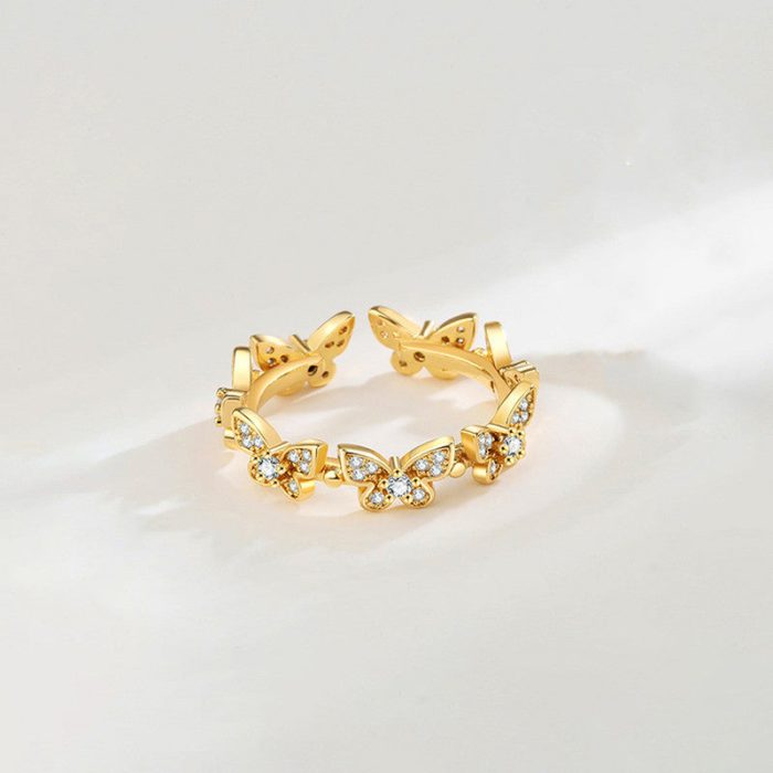 Gold Plated Anti Tarnish Stainless Steel Butterfly Themed Adjustable Finger Ring - Image 5