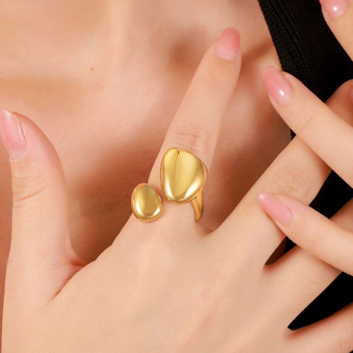 Gold Plated Anti Tarnish Stainless Steel Contemporary Ring - Image 2