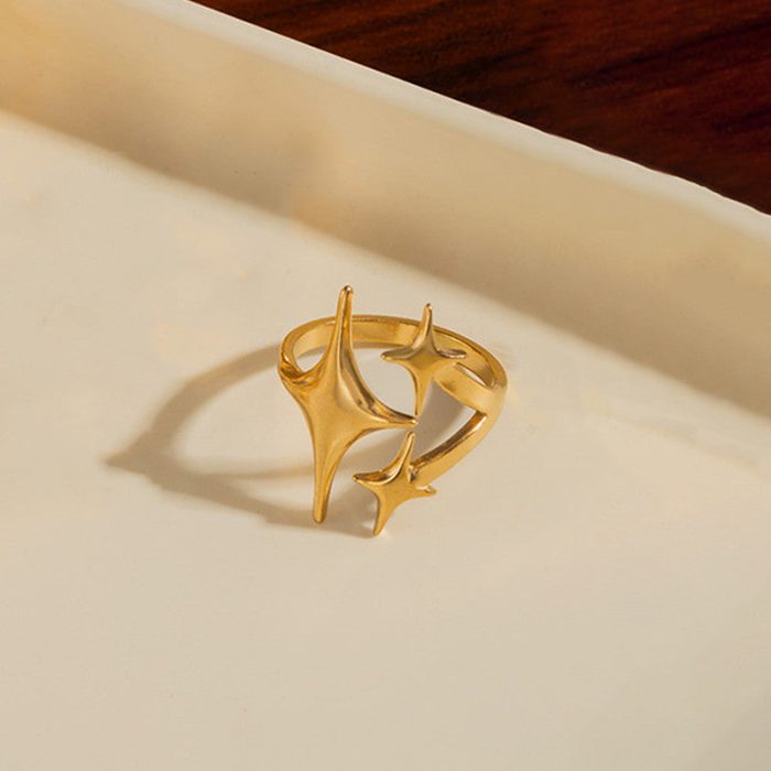 Gold Plated Anti Tarnish Stainless Steel Star Themed Ring - Image 4