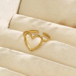 Gold-Plated Heart Themed Adjustable Ring - Image 2