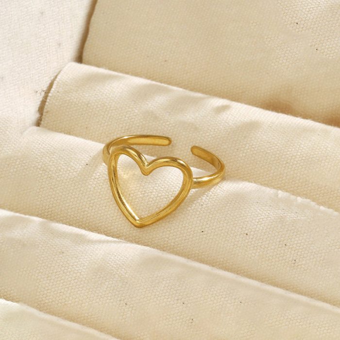 Gold-Plated Heart Themed Adjustable Ring - Image 2