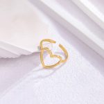 Gold-Plated Heart Themed Adjustable Ring - Image 5
