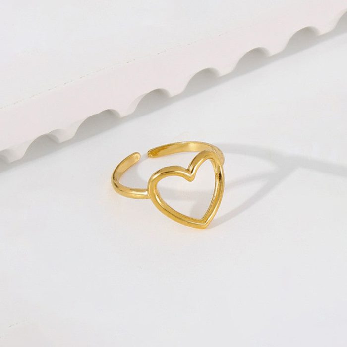 Gold-Plated Heart Themed Adjustable Ring - Image 6
