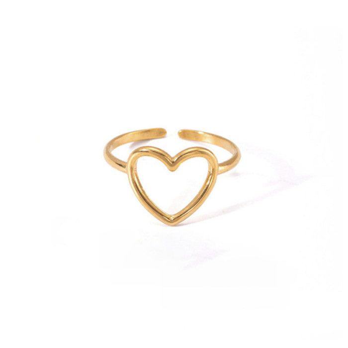 Gold-Plated Heart Themed Adjustable Ring - Image 7