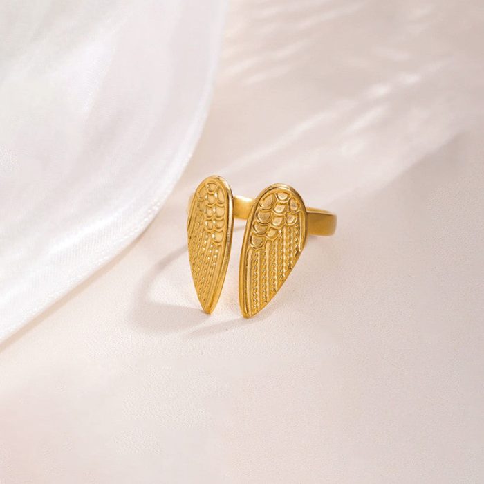 Gold-Plated Wings of Hope Themed Adjustable Ring - Image 6