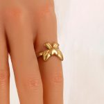Gold-Plated Bow Themed Adjustable Ring - Image 2