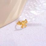 Gold-Plated Bow Themed Adjustable Ring - Image 3
