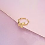 Gold-Plated Bow Themed Adjustable Ring - Image 8