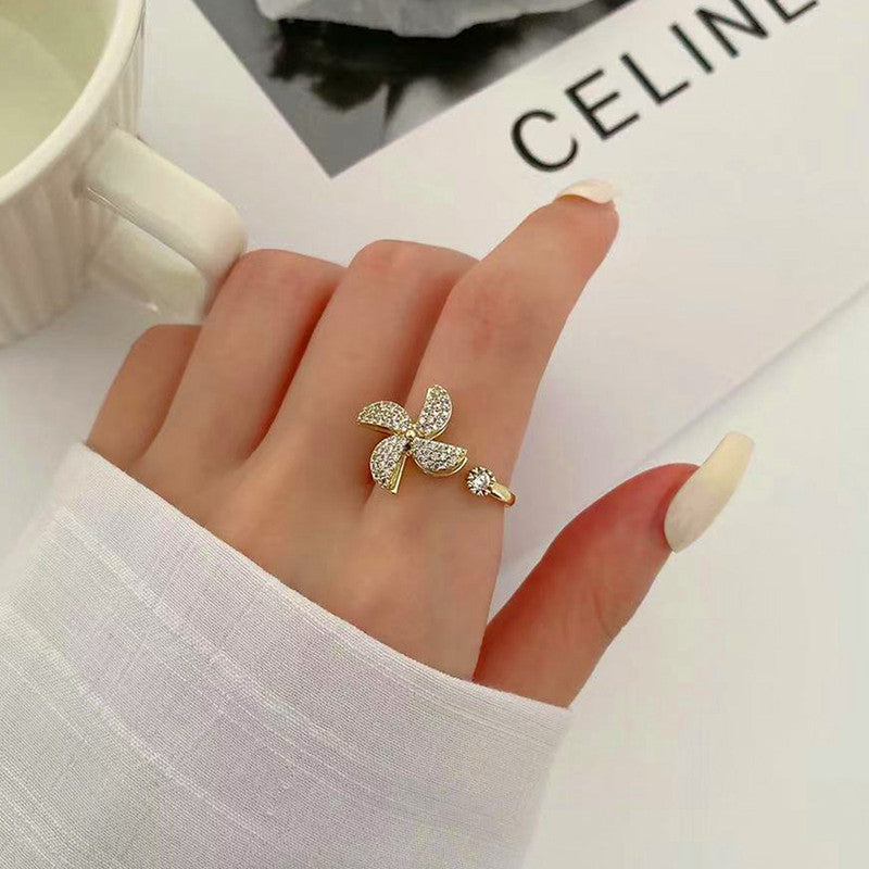 Gold Plated Contemporary Style Rotatable Adjustable Ring - Image 1