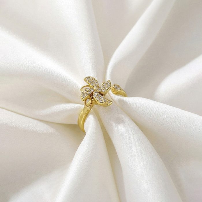 Gold Plated Contemporary Style Rotatable Adjustable Ring - Image 3