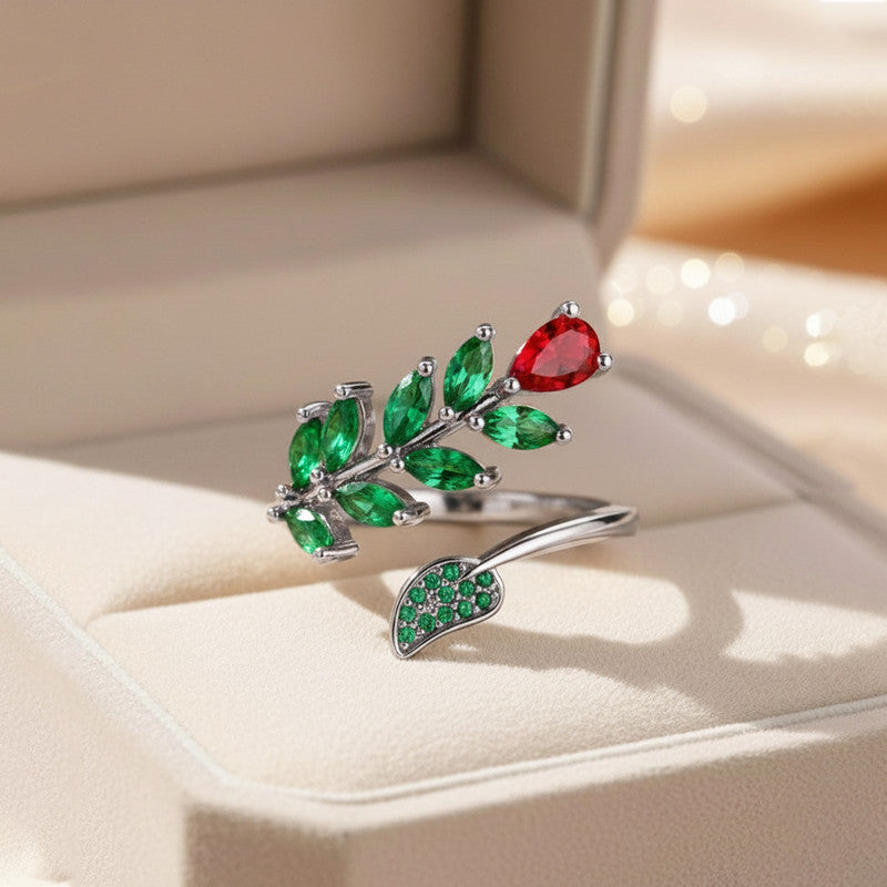 Silver-Plated Multicolor Contemporary Adjustable Ring - Image 1