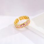 Gold-Plated Pink Square ADs Adjustable Ring - Image 3