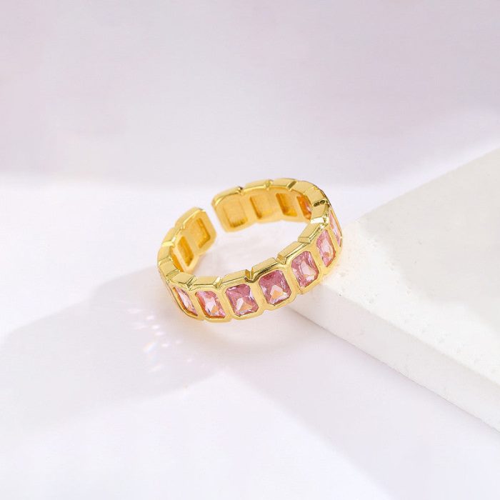Gold-Plated Pink Square ADs Adjustable Ring - Image 3