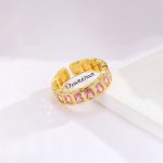 Gold-Plated Pink Square ADs Adjustable Ring - Image 6