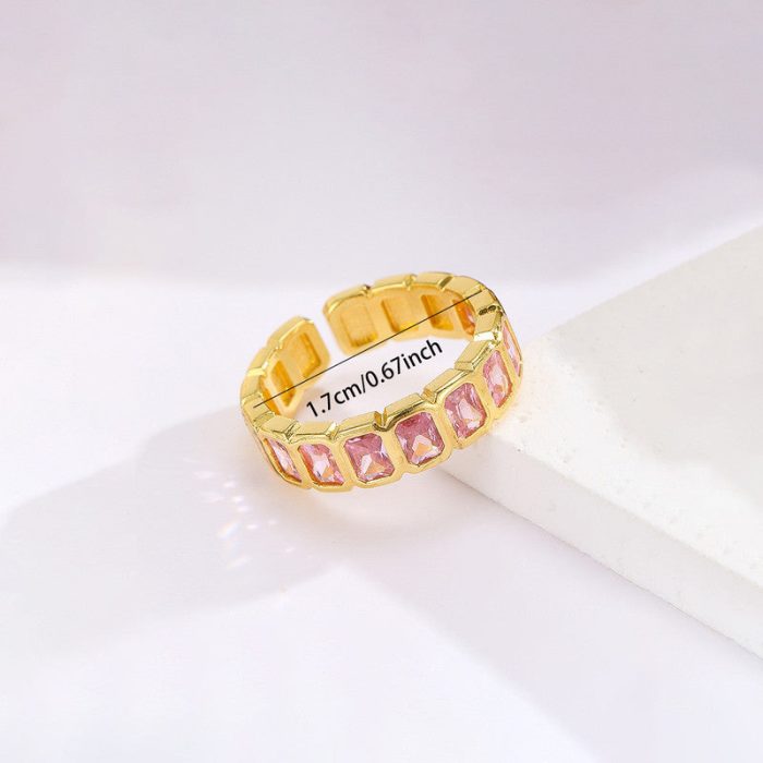 Gold-Plated Pink Square ADs Adjustable Ring - Image 6