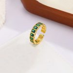 Gold-Plated Green Square ADs Adjustable Ring - Image 2